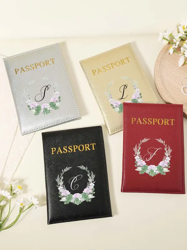 Letter Pattern Passport Case, Multi Card PU Passport Cover, Lightweight and Portable Passport Holder, Suitable for Easy Storage of ID Cards and Documents When Going Out 3