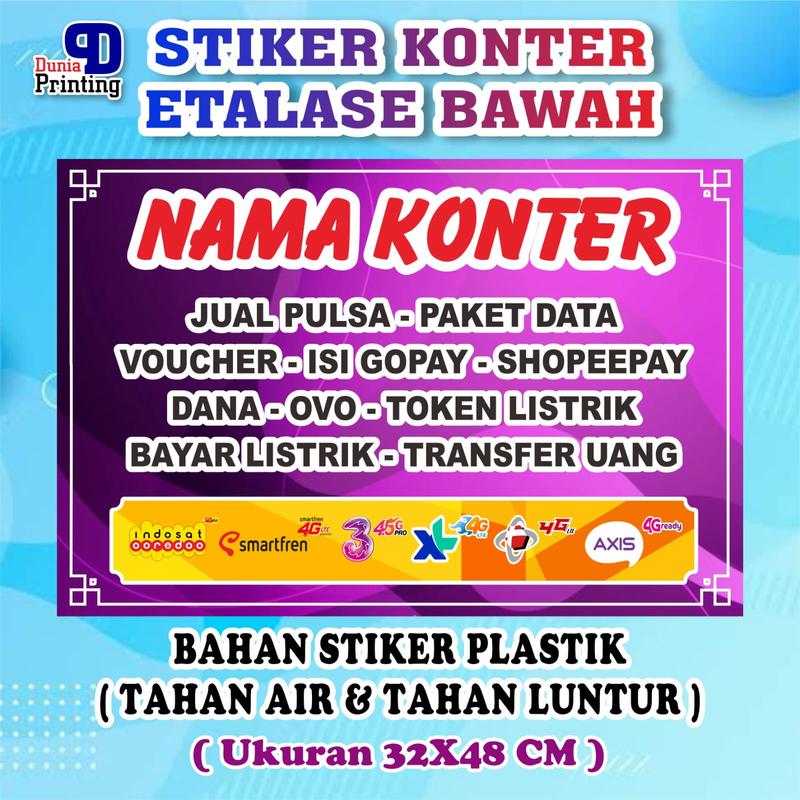 Stiker konter bawah etalase - POSTER TOKO - pakai nama kontermu sendiri- stiker anti air - tahan luntur - size 32x48 cm 2