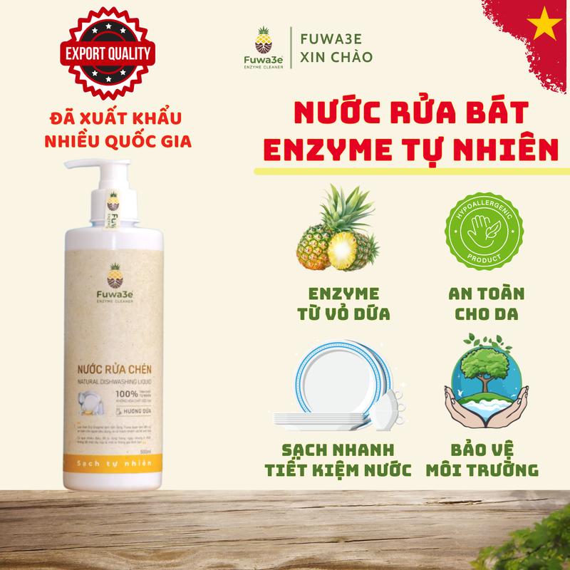 HOT Nước Rửa Chén Bát Hữu Cơ FUWA3E Làm Sạch Bát Đĩa Xoong Nồi Bình Sữa Cho Bé An Toàn Cho Da Nhạy Cảm Viêm Da