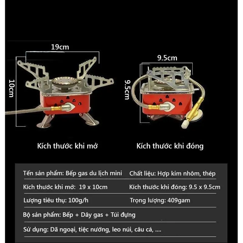 [KHÔNG KÈM BÌNH GA] Bếp ga du lịch mini [DÂY DẪN GAS XỊN ]Cắm Trại, dã ngoại gấp gọn đa năng tiện lợi - Không kèm bình ga 2