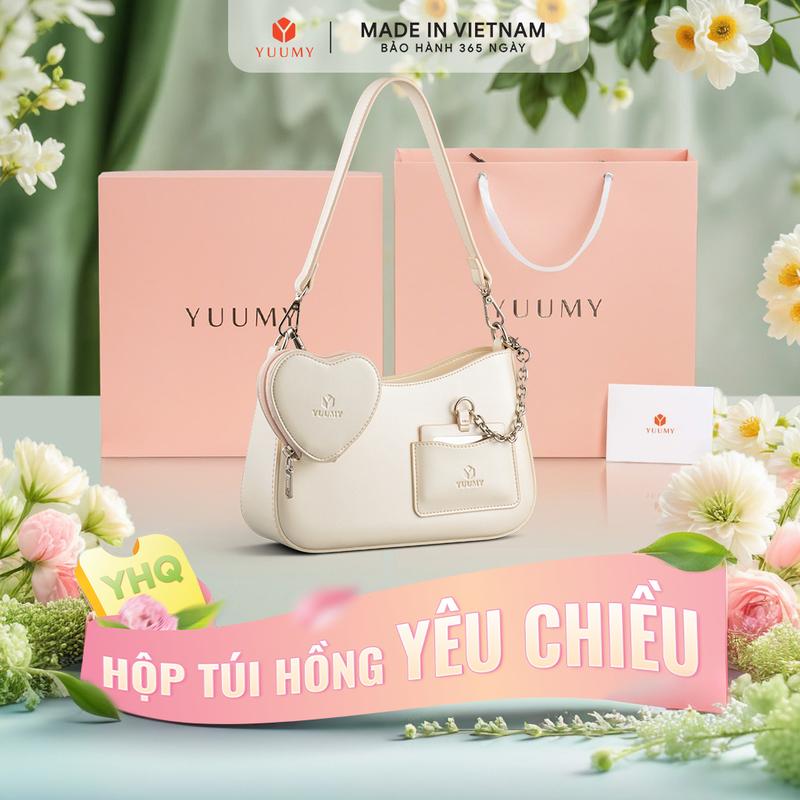 Túi Yuumy - Bộ hộp quà Túi đeo chéo da Glossy YN295 + Hộp + Túi Giấy + Túi rút đựng sản phẩm + Thiệp viết lời chúc