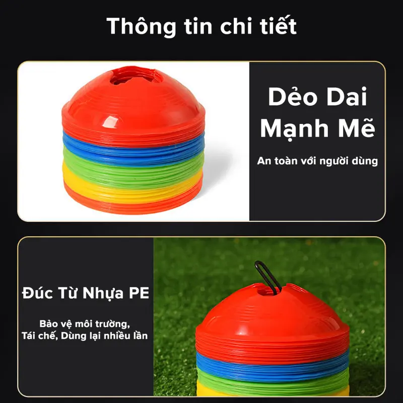 Nấm Tập Chiến Thuật Bóng Đá, Cone, Vật Cản Chướng Ngại Vật Tập Trượt Patin Cao 5cm Chọn Màu – Hãng miDoctor 6