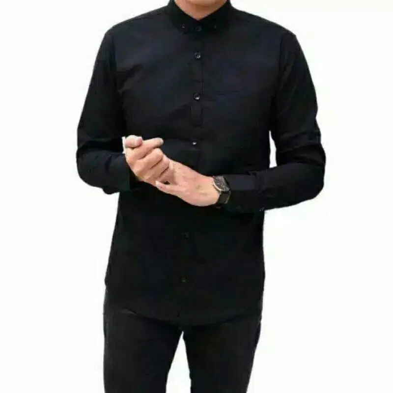 KEMEJA BIRU SOFT LOGO KEMEJA PUTIH LENGAN PANJANG KEMEJA HITAM Polos Hitam Katun 3