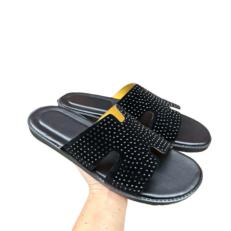 Dép H nam đính đá quai nỉ nhung hotren giá tại xưởng, nhận hàng được kiểm tra hàng size 37-44