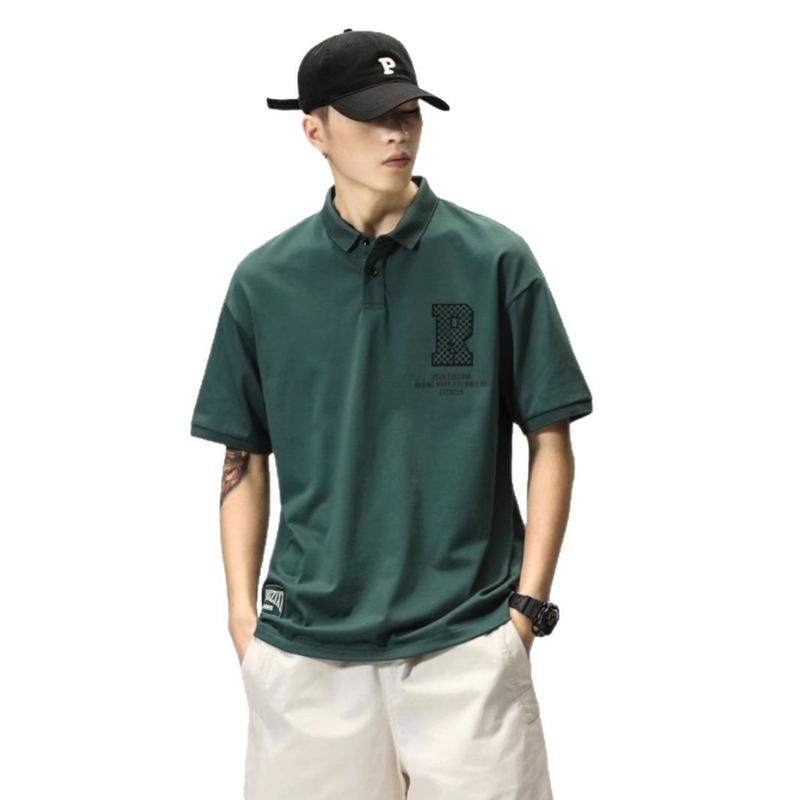 Áo Sơ Mi ngắn Tay Cho Nam, Hạng Nặng, Hợp Xu hướng, Ngoại Cỡ, Cổ Áo bẻ xuống, Áo Phông, Áo Polo Dáng Rộng Thích Hợp Cho Mùa Xuân Và Mùa Hè 4