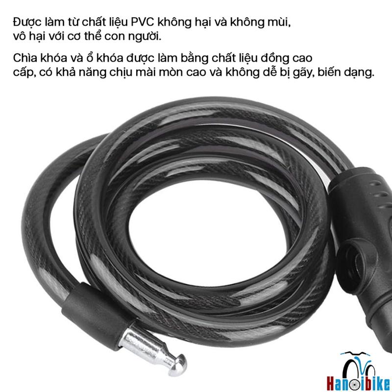 Khóa dây có chìa Jizhou kèm bộ treo khóa bắt cốt yên/khung xe đạp 4