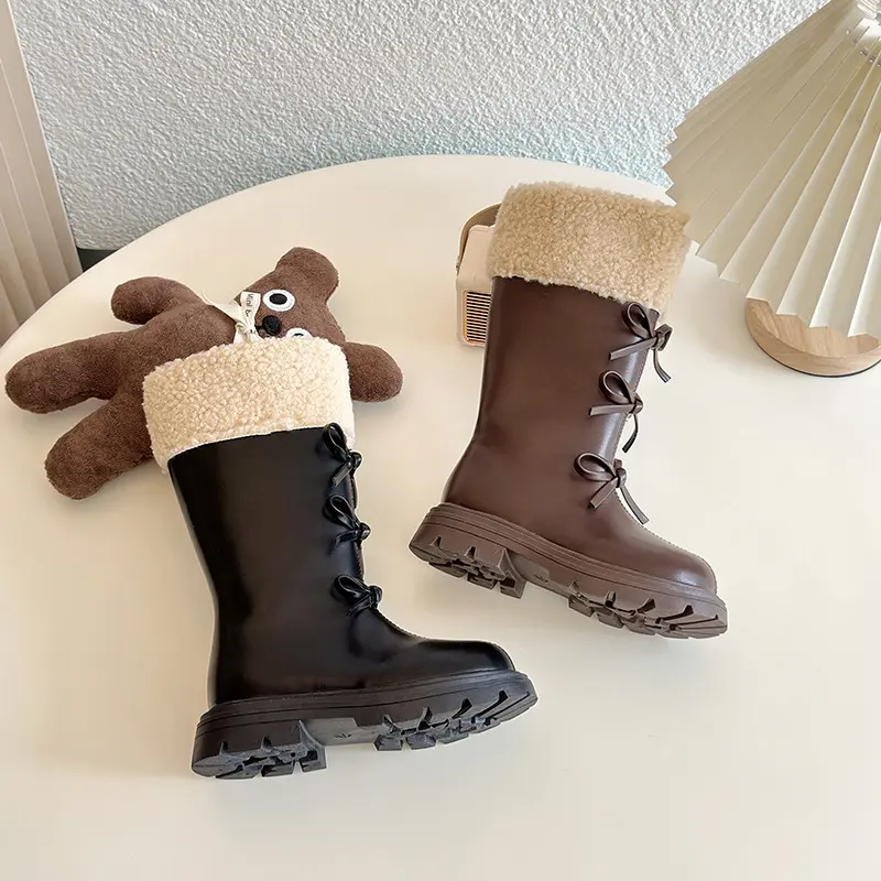 Boot da mềm cao cổ cổ lông cho bé gái
