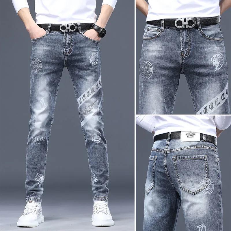 Product Introduction of Quần Dài Denim, Thời Trang Cao Cấp Của Nam Giới, In Hình Kim Cương Giả, Mỏng Vừa Vặn, Mỏng Vừa Vặn, Hàng Mới Về Thu Đông, Quần Dễ Phối Đồ Cho Nam Giới 1