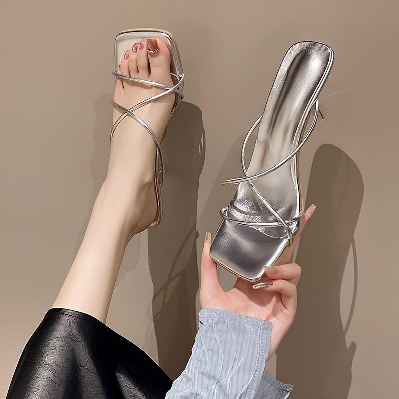 Dép guốc nữ phối dây mảnh kiểu dáng Hàn Quốc cao 7 phân, giày cao gót nữ 7 phân  phân sang chảnh Medona