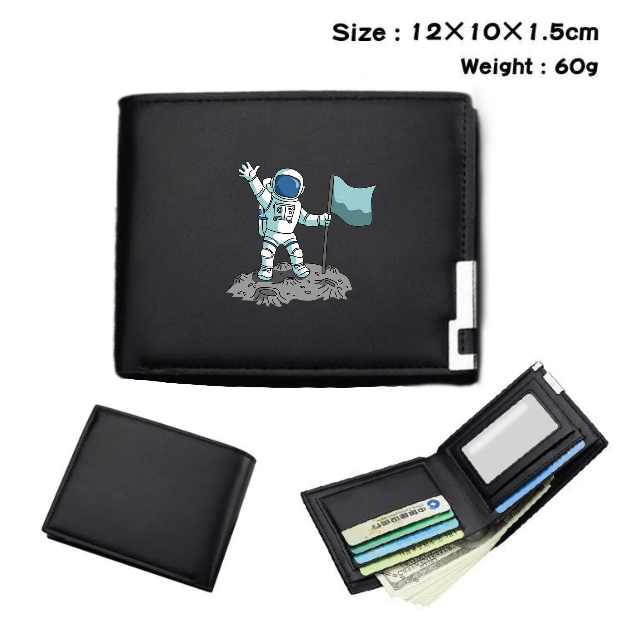 Astronaut cartoon Wallet Student Half Fold Wallet Men's and Women's Short Wallet Card Bag Zero Wallet