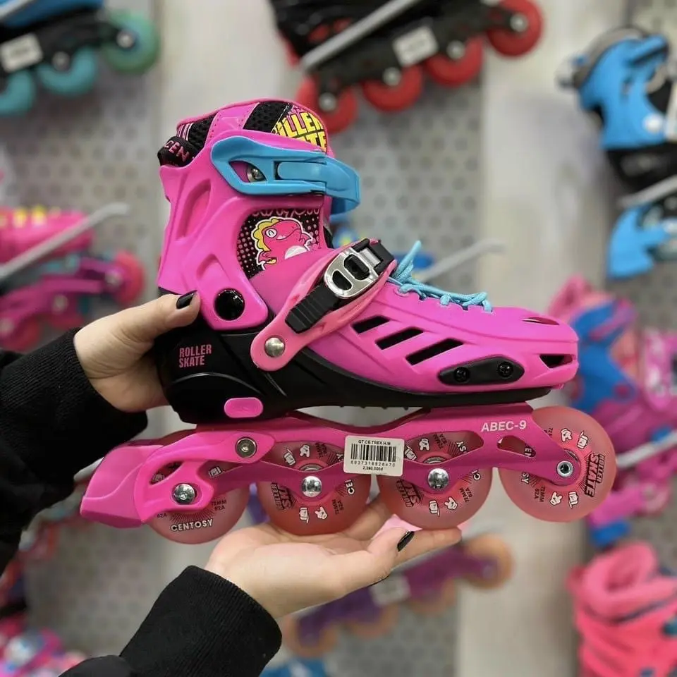 Giày patin Centosy T Rex màu hồng full bánh led cao cấp