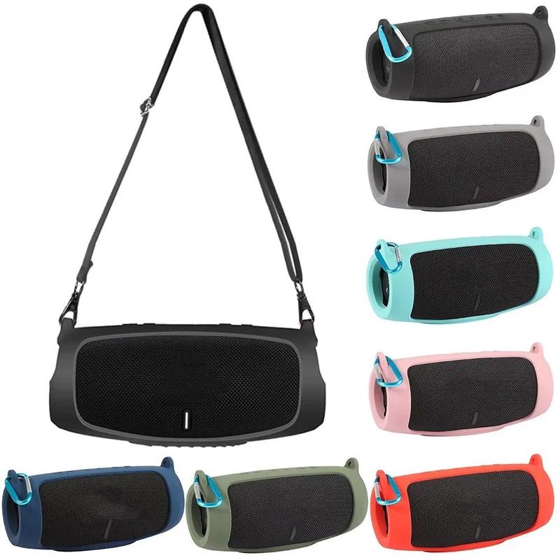 Vỏ loa Bluetooth vỏ silicon mềm da có dây đeo và móc khóa chữ D dành cho loa Bluetooth không dây JBL Charge 5 mới