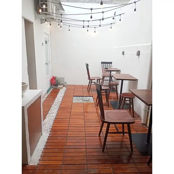 Lantai kayu jati Bongkar pasang Motif Salur Besar - Decking Tile Portable 4ply uk 30x30cm 6
