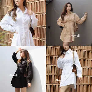 Atwell Apparel - Ava Shirt Dress - Dress Wanita Katun Midi Casual Simple