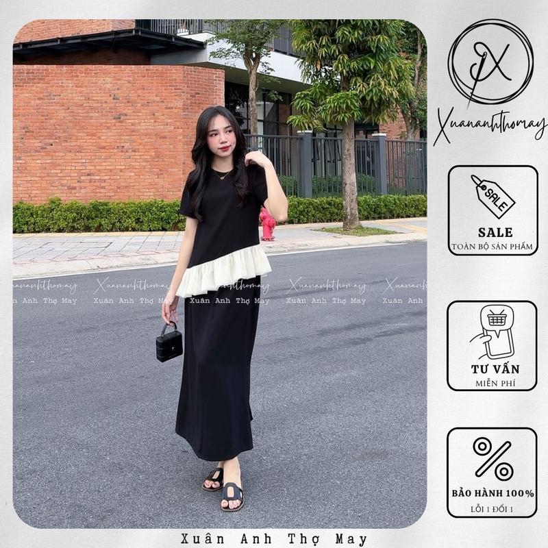Set áo + chân váy đen phối kem - Xuananhthomay