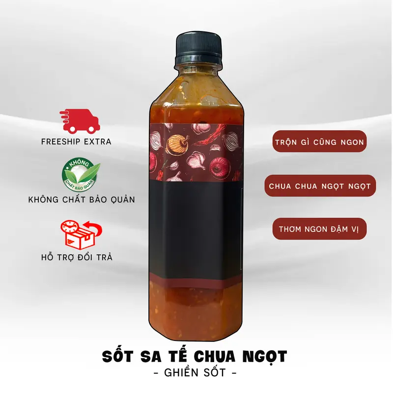 [Sốt Trộn Mì] Sate Chua Ngọt ( ít cay ) 500gr [ Trộn Mì - Hủ Tiếu - Sợi Phở ] Ghiền Sốt Nước Sốt Gia Vị sốt  trộn 3