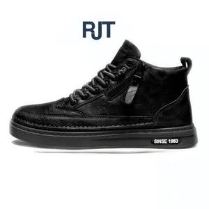 RJT The Rock - Sepatu Boots Pria Kasual Shoes Sepatu Kerja - Sepatu Boots Kulit  Black Sneaker