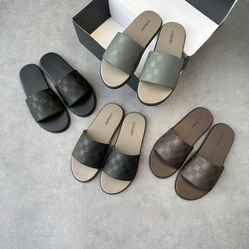 [ Dép Caro - Khâu dấu chỉ ]  Dép Nam - Dép da quai ngang nam cao cấp, hoạt tiết sang trọng, khâu dấu chỉ bền bỉ, Đế cao su mỏng nhẹ êm.