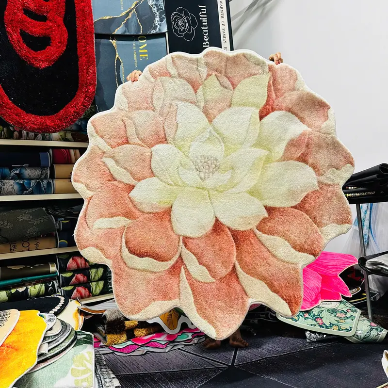 Thảm hoa lông cừu, mẫu mới kích thước 120x120cm 2