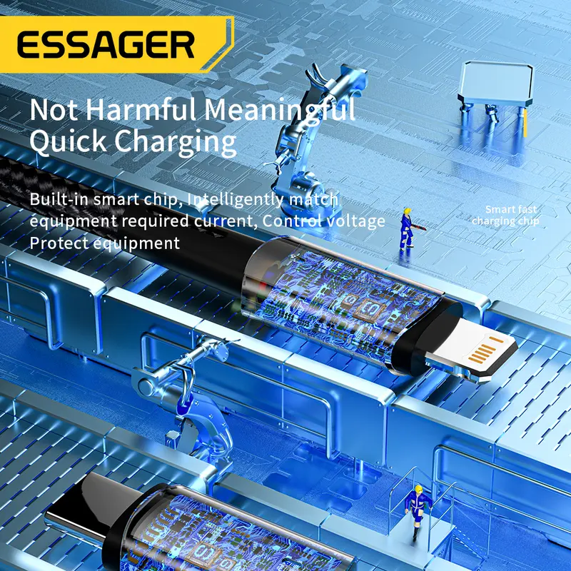 Essager 27w PD USB c sang Lcáp sạc nhanh cho ip Type c cho dây-vận chuyển nhanh 5