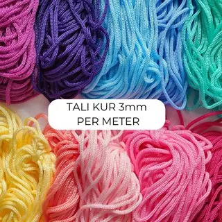 Tali Kur Warna Warni Lengkap PERMETER Ukuran 3mm Filamin Tali Shopping Bag Talikur Talikor Kor Filamen Milton Taliparacord Bahan Macrane Tas Jaket Benang Hias Sulam Poly Polyester Simpul Slingbag Harga Meteran Murah Kuat Aksesoris