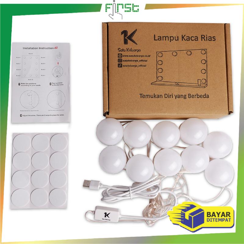 FH K2 Lampu Meja Rias Dandan Kaca Va nity Cahaya Cermin ( 10 Bohlam ) 7