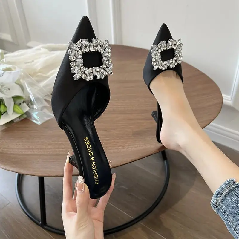Grosirsepatujakarta Sandal Heels Wanita Selop Sandal Hak Tahu Waniita Gaya Korea Shoes Hitam Pink Sendal