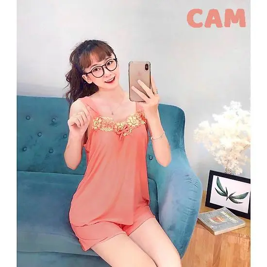 Đồ Bộ Nữ, Bộ Thun Lạnh Đùi Dây Bản Phối Ren Mặc Nhà Cao Cấp Thiết Kế Nhiều Màu Đủ Size - D4 3