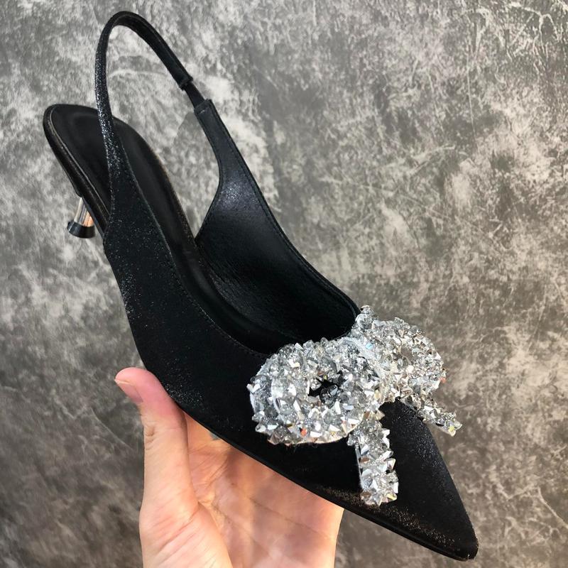 Sục quai hậu đính nơ 3p- cao cấp - đen trắng Nữ DéP Shoes 0