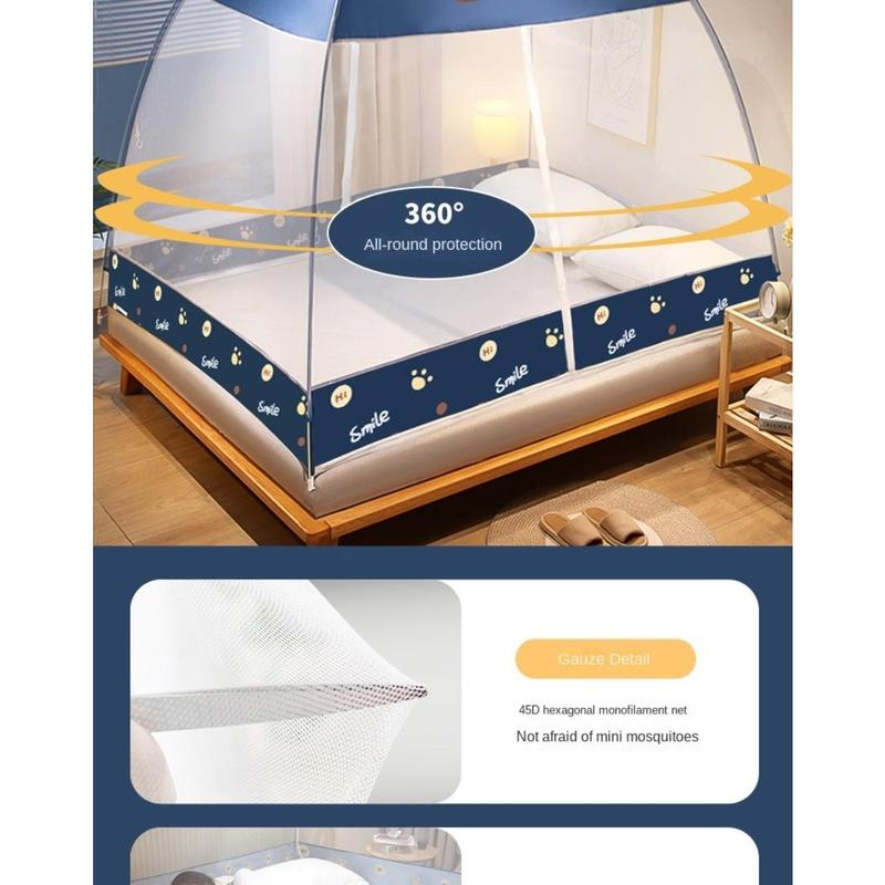 Product Introduction of Universal No installation Yurt Mosquito Net Pop-up Dual Door Folding Mosquito Net Fully Enclosed Anti-mosquito Bed Cover for Summer 23