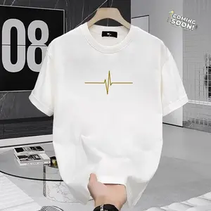 T-Shirt Pria Kaos Kasual T-Shirt Hipster Detak Jt Logo Emas T-Shirt Pria dan Wanita 100% Katun Pakaian Lembut Kain Nyaman dan Bernapas Dewasa Crop Leher Bulat Plus Ukuran Lengan Pendek Top Hot Sellers shirt  kata  kata