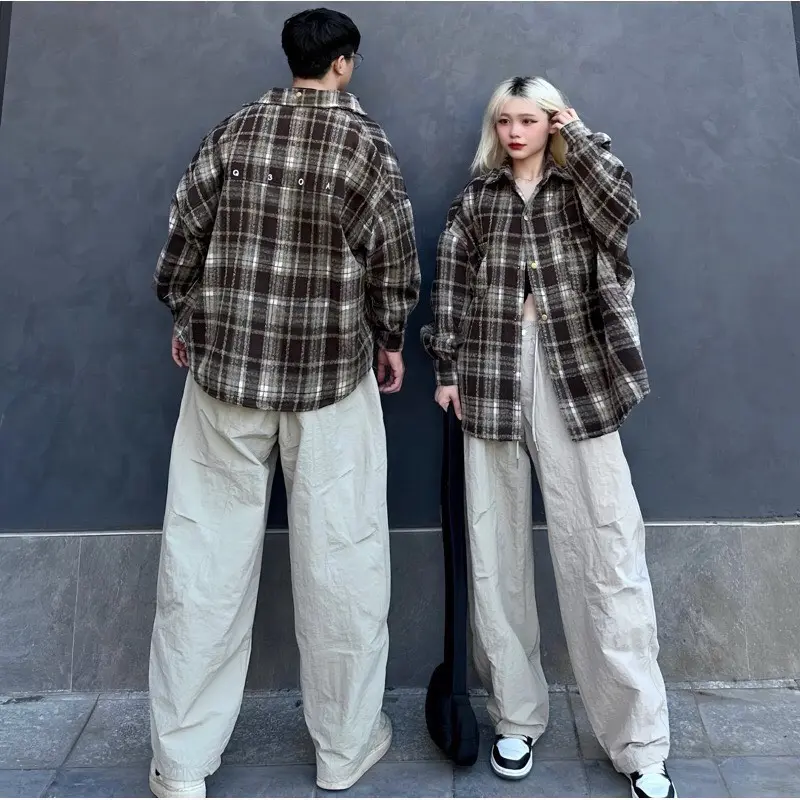 Áo khoác sơ mi nam nữ FLANNEL tay dài from rộng nhiều màu cá tính (ảnh cận chất) 3