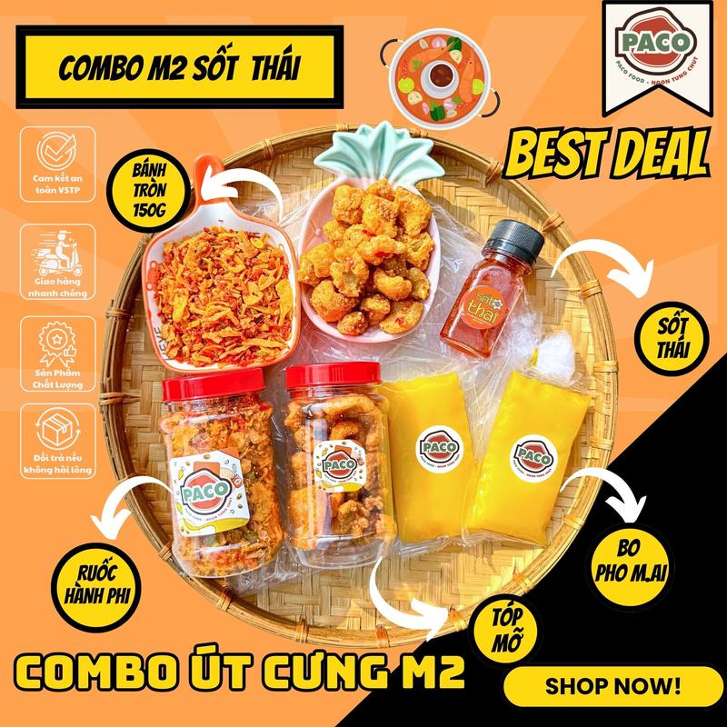 [M2 5 món đầy đủ full topping] combo bánh tráng phơi sương bơ phô mai út cưng m2 đầy đủ topping 1 bánh tráng 1 hủ tóp mỡ 1 hủ ruốc hành phi 2 túi bo kèm 1 sốt-đồ ăn vặt snacks food
