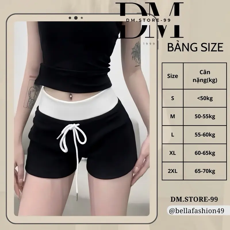 ￼A99 ( DEAL MỞ BÁN) Quần Short Nữ Ôm Body.Đùi Nữ Vải Tăm Lạnh Tôn Dáng.