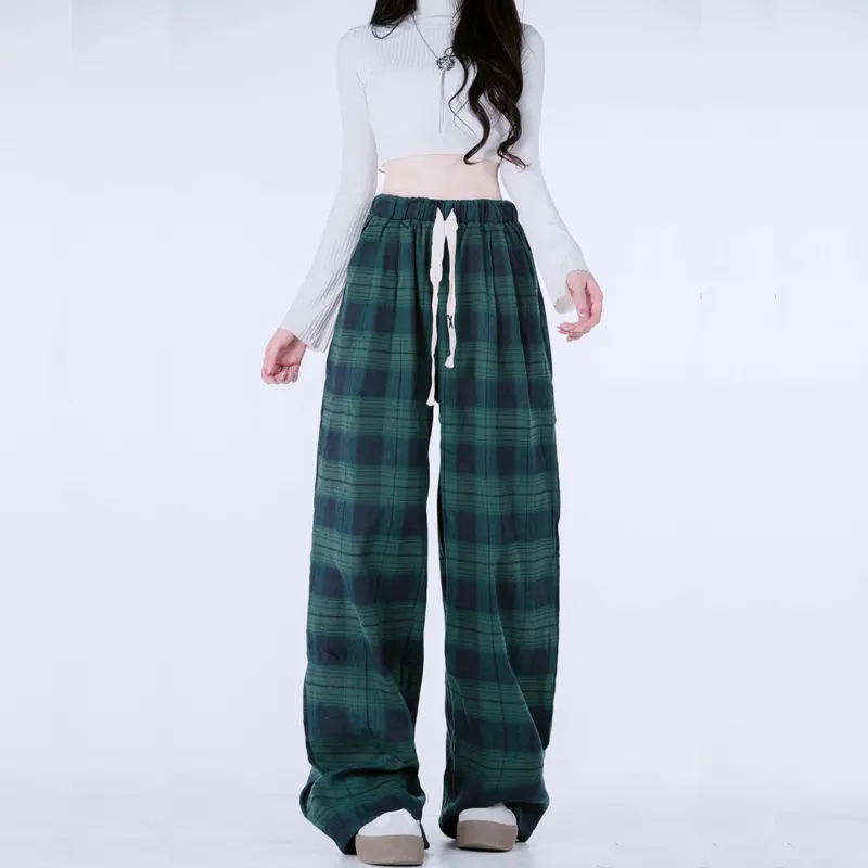 [SARA] Quần Suông Kẻ Caro Ống Rộng Phong Cách Retro Nữ Women Pants Summer 2025 Mã: TD049 4