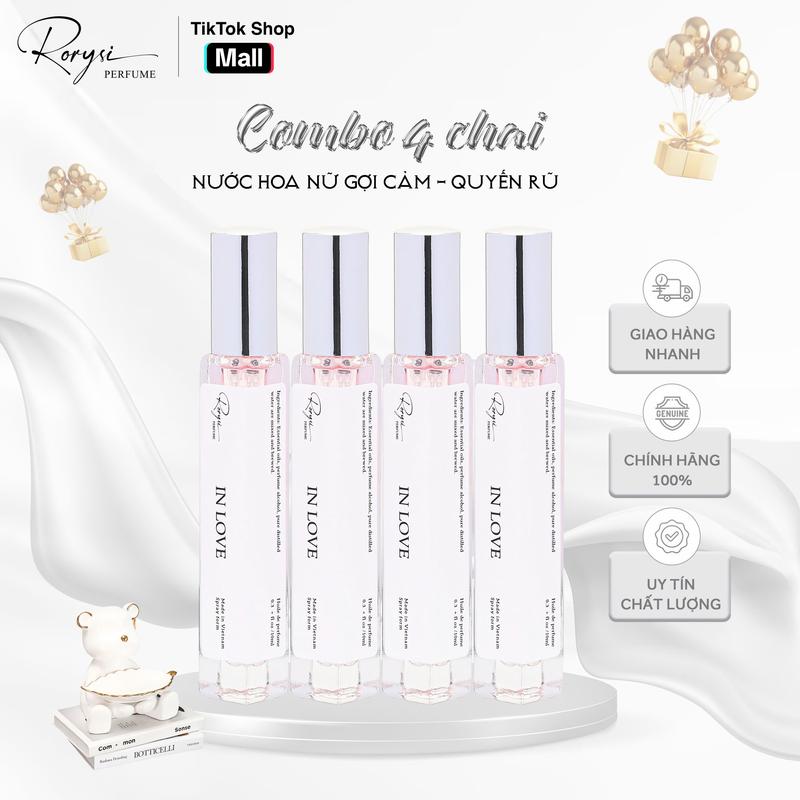 Combo 4 Chai Nước Hoa Nữ Rorysi In Love Mùi Hương Gợi cảm nữ tính thanh lịch Dạng Xịt 10ml Perfume