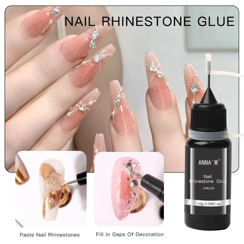 Rhinestone Nail Art Glue, 2 Counts/set Nail Art Glue For Rhinestone Nail Art, DIY Nail Art Decoration, Manicure Accessories, Beauty Nail Art Supplies For Women & Girls, Christmas Gift, Nail Tech Supplie 3