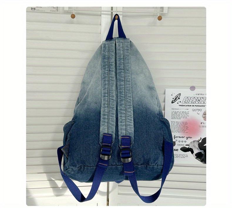 Product Introduction of Vintage Style Tie-Dye Denim Backpack, Large Capacity with Adjustable Straps - Fashion Backpack for School and Commuting 2