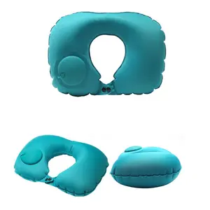 BISA COD 6361 Traveling Inflatable Neck Pillow U-Shaped / Bantal Leher Bahan Lembut Serbaguna Bed Kain