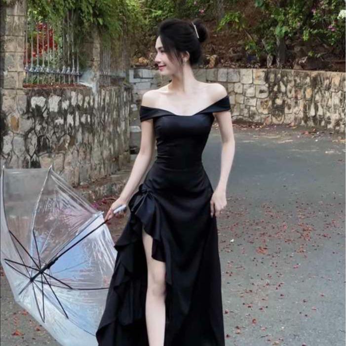 Đầm Dài Dự Tiệc trễ Vai Xẻ Tà Sang Trọng Bigsize (58-90kg) Linhh Nguyen Bigsize 0