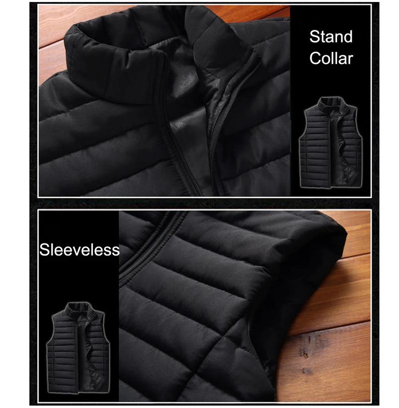 Product Introduction of Aiwetin Men' Sleeveless Vest Jackets Winter Fashion Male Cotton-Padded Vest Coats Men Stand Collar Warm Waistcoats Clothing 5XL 8