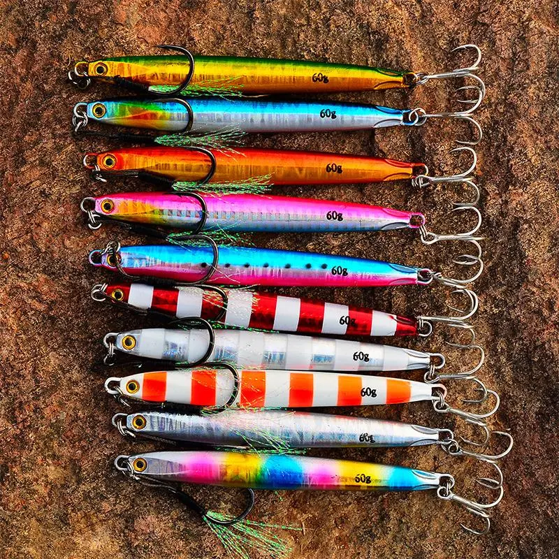 60g/2.1oz Long Casting Iron Plate Fish Lure, Artificial Fishing Lure with Hook, Fishing Accessories for Outdoor Fishing, Fishing Equipment 2