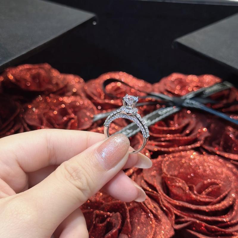 [ Hoàng Phát LIVE ] Trang Sức Nhẫn Bạc Một Hột Đai Tấm 4 Chấu Cao X.o.à.n Nam Mỹ Xi Kim (N052)