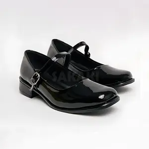 Sepatu Gesper Wanita Fantovel Glosy Mengkilap Size 37-41 Hitam Kerja Shoes Cewek Flat pantofel