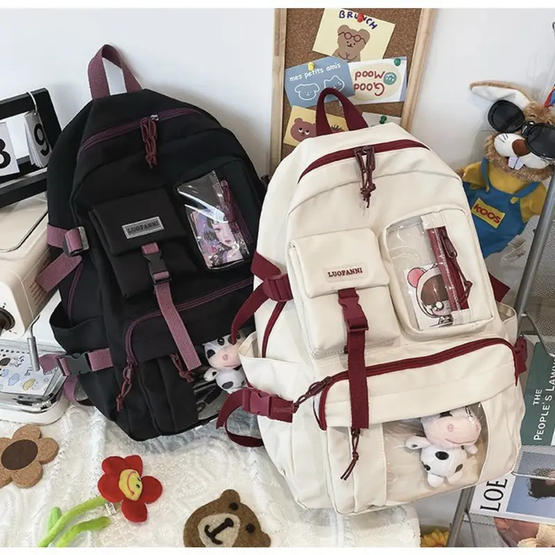 Balo Học Sinh Dễ Thương Nhiều Ngăn - Balo Đi Học Đi Chơi Cho Nam Nữ Đeo Vai Backpack PVC Đeo Vai 0