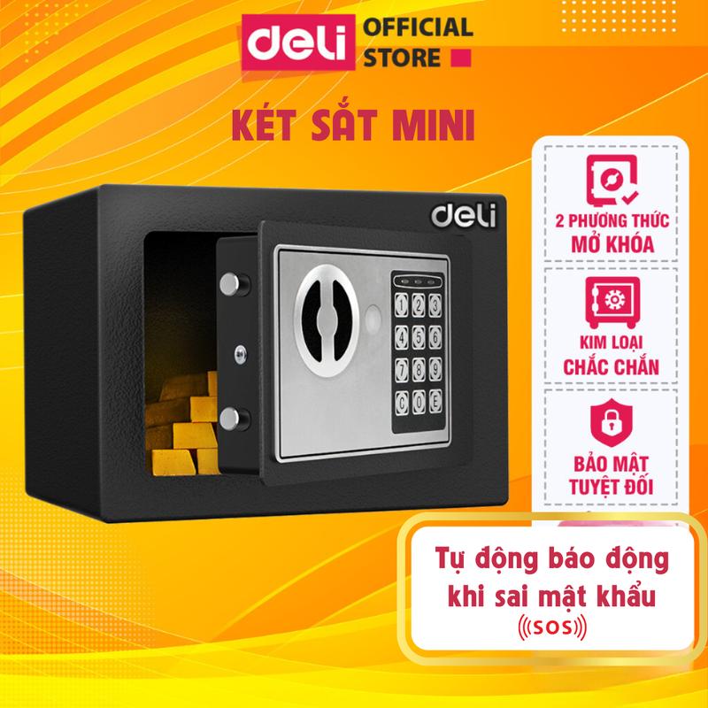  Két sắt mini Deli chính hãng khóa điện tử chống cháy két sắt đựng tiền 2 phương thức mở khóa bảo mật cao an toàn cho gia đình văn phòng két chống cháy tủ đựng tiền giấu kín 