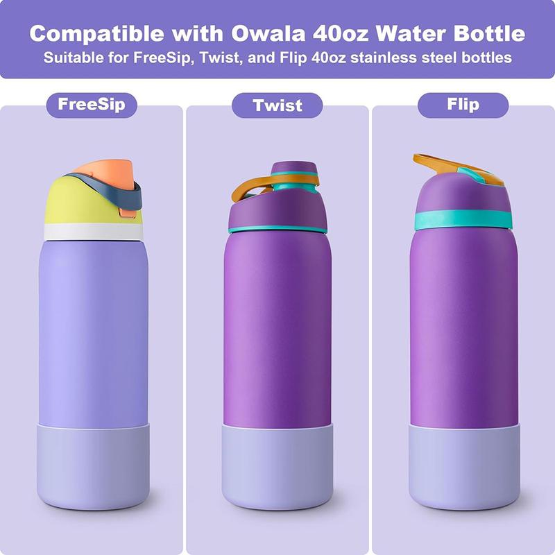 7.5cm & 9cm silicone water bottle boot for owala 24oz 40oz, anti-slip protective sleeve bottom bumper protector for freeshi, twist Cover Cup Drinkware Mug Tumbler Colorful 3