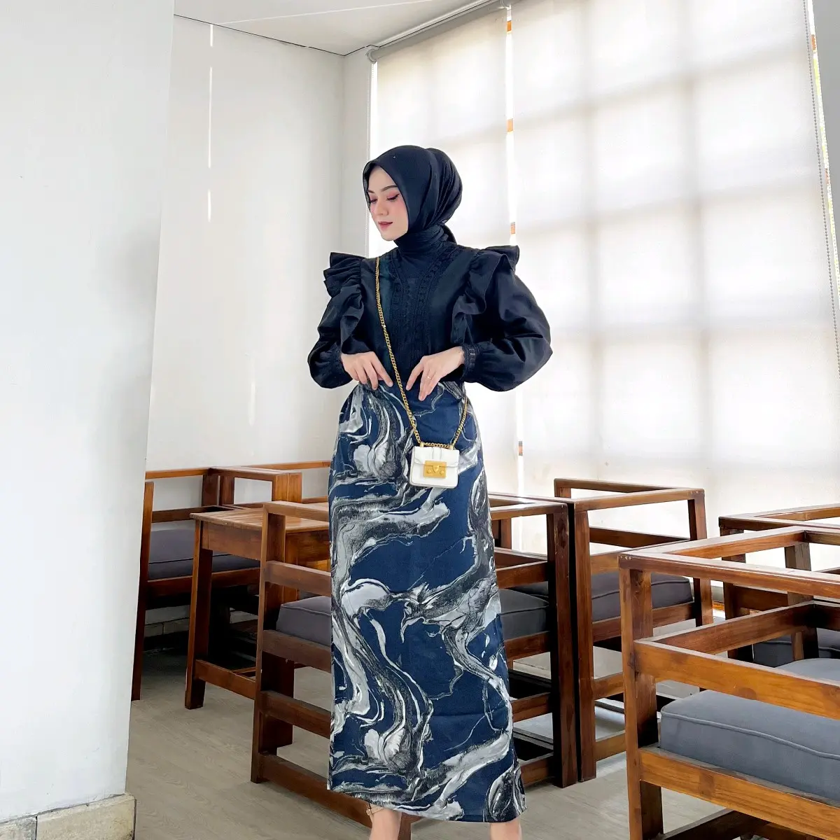 Rok Span Marbel / Rok korean Style Rayon Premium MOHON BACA DESKRIPSI YA KAK Karet Katun Midi Nyaman