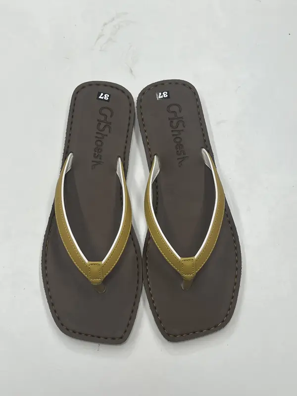 GHShoes VD10 - Dép nữ kẹp phối màu trắng đế bằng mũi vuông mùa hè  Mùa đông Trong nhà Ngoài trời DéP Sandal GiàY cờ rốc quai 2