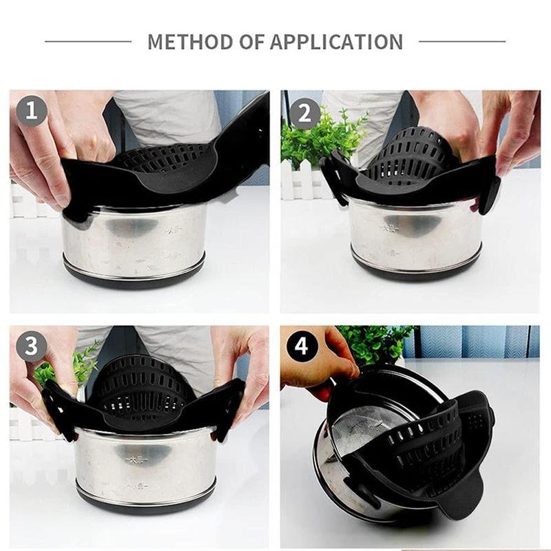 Silicone Pot Side Drainer, 1 Count Spaghetti Strainer, Spill-proof Pasta Noodle Strainer, Kitchen Utensils, Summer for Gift 3